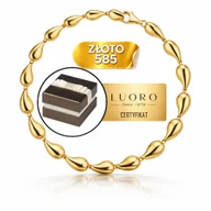 Bransoletki - Bransoletka złota 585 14K krople diamentowane 18 cm elegancka luksusowa - miniaturka - grafika 1