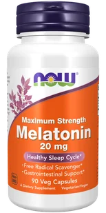 NOW Foods Melatonin 20mg Maximum Strength 90vkaps. Dobry Sen - Układ nerwowy - miniaturka - grafika 1
