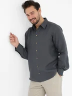 Koszule męskie - Lniana koszula SAHARA charcoal - miniaturka - grafika 1