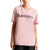 Koszulki i topy damskie - Koszulka damska Superdry Logo klasyczna t-shirt różowy-XS - miniaturka - grafika 1