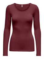 Bluzki damskie - ONLY Bluzka Live Love 15204712 Bordowy Stretch Fit - miniaturka - grafika 1