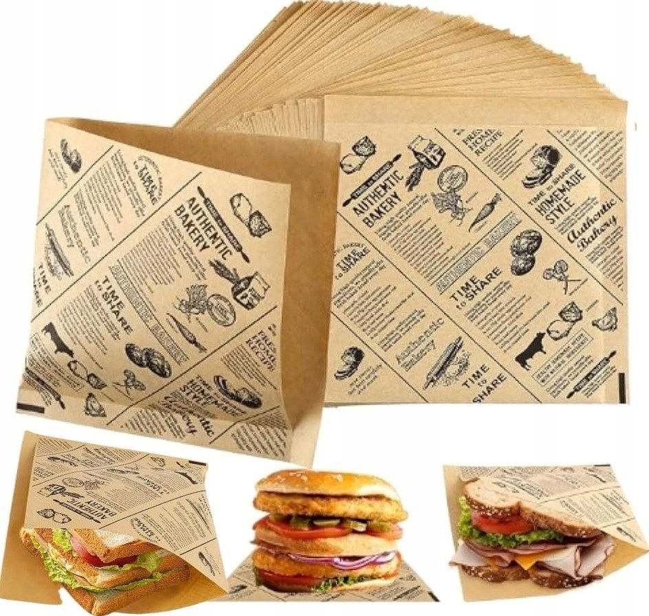 PAPIER 150 SZTUK 15X15CM SPOŻYWCZY WODOODPORNY OLEJOODPORNY DO KANAPEK