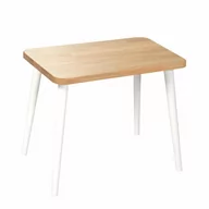 Ławy i stoliki kawowe - Stolik kawowy prostokątny z drewna dębowego Modern Oak, Wykończenie nogi - Buk - farba biała, Wysokość [cm] - 47, Wymiary [cm] - 40x60 - miniaturka - grafika 1