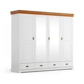 Szafy - Drewniana Szafa Sosnowa Biała Bejca Toskania 4D - miniaturka - grafika 1