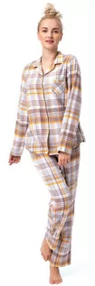 Piżamy damskie - Piżama damska ciepła bawełniana w kratę LNS 448 - grafika 1