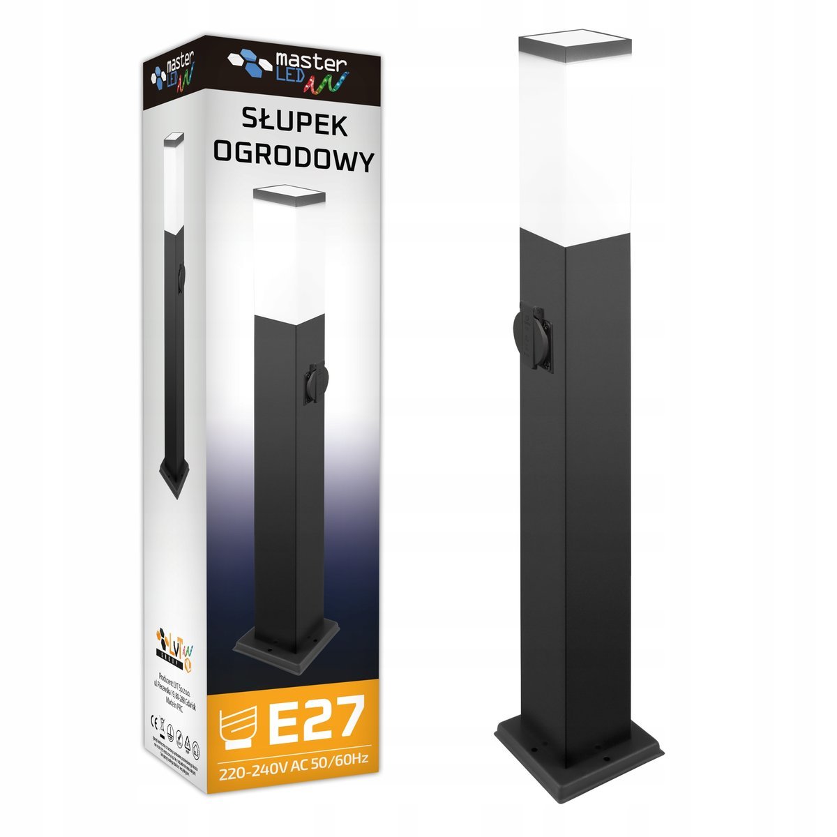 Lampa LED Ogrodowa 65cm GNIAZDO 230V zewnętrzna słupek stojąca E27 LED