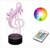 Lampy stojące - Lampka nocna NA BIURKO 3D LED imię KLUCZ WIOLINOWY - miniaturka - grafika 1