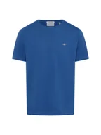 Koszulki męskie - Gant T-shirt męski Mężczyźni Bawełna niebieski jednolity, S - miniaturka - grafika 1