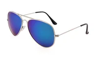 Okulary przeciwsłoneczne - Juniorskie Okulary Pilotki srebrno niebieskie aviator przeciwsłoneczne STPJ-10C - miniaturka - grafika 1