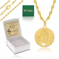 Biżuteria dla dzieci - Złoty Łańcuszek Singapur+Medalik Grawer Gratis - miniaturka - grafika 1