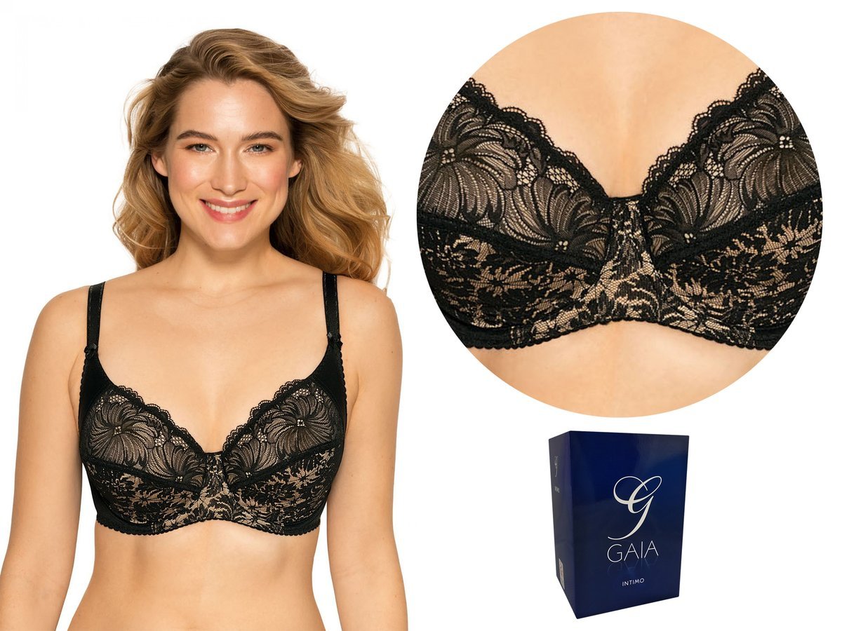 Gaia 534 Chantal Biustonosz Soft, Czarny Ażur, 80G