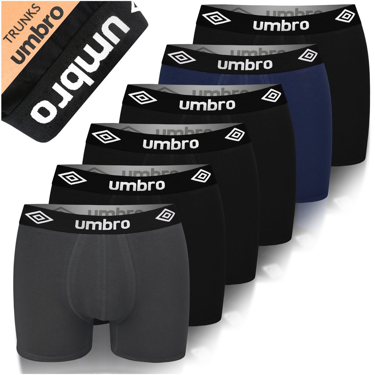 Bokserki Męskie Umbro BM568 6 Sztuk Rozmiar L