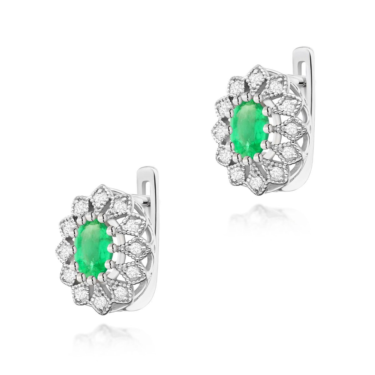 Złote kolczyki Szmaragd 2 x 0,40ct białe złoto pr. 585