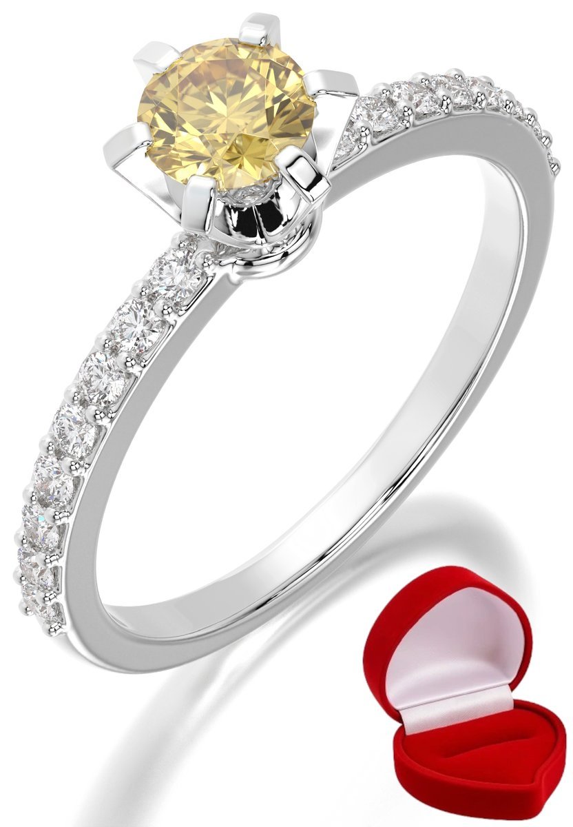 ZŁOTY PIERŚCIONEK ZARĘCZYNOWY 585 14k SZAFIR 0,30 ct BIAŁE ZŁOTO R19