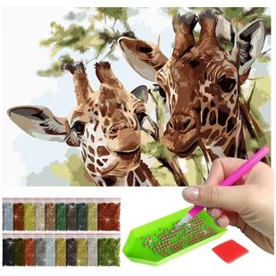 Haft Diamentowy ARTULIO, Obraz DIY 5D, Diamond Painting, Mozaika Diamentowa 40X60cm (Para żyraf) + Zestaw Akcesoriów - Zabawki kreatywne - miniaturka - grafika 1