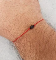 Bransolety męskie - Męska bransoletka naturalny czarny TURMALIN. Czerwona nić - na szczęście - miniaturka - grafika 1