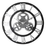 Zegary - Zegar ścienny Nero śr. 58 cm czarno-srebrny z cichym mechanizmem - miniaturka - grafika 1