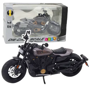 Motocykl Chopper Metalowy Światła Dźwięki Czarny Szare Elementy 1:12 - Samochody i pojazdy dla dzieci - miniaturka - grafika 1