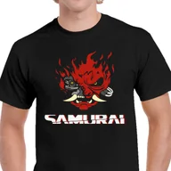 Koszulki męskie - Koszulka GRA CYBERPUNK 2077 SAMURAI LOGO PREZENT BAWEŁNA P060 M CZARNA - miniaturka - grafika 1