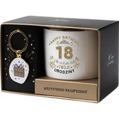 Kubki - Zestaw prezentowy na 18 urodziny biało-złoty - kubek - miniaturka - grafika 1