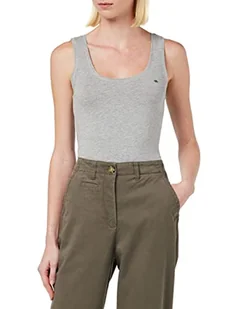 TOM TAILOR Damski Basic Top z wyszywanym logo 1032034, 11282 - Silver Grey Melange, M - Koszulki i topy damskie - miniaturka - grafika 1