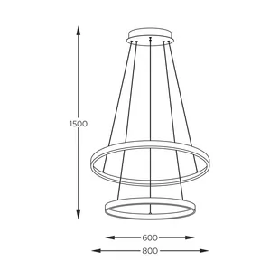 Lampa wisząca LED, dwa okręgi na zwisach 2023200-BK z serii BRENO - Lampy sufitowe - miniaturka - grafika 2