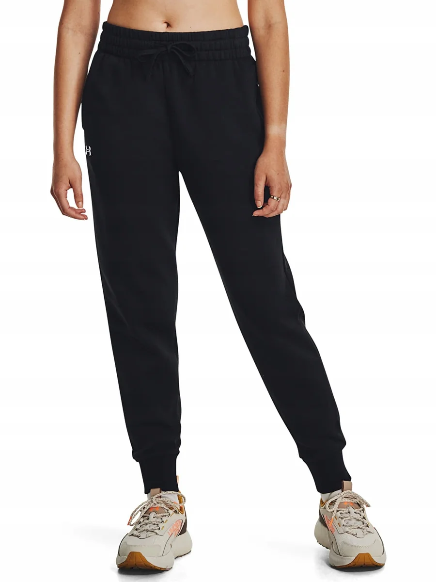 SPODNIE dresowe UNDER ARMOUR damskie 1379438-001 dres czarne bawełniane XS