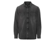 Koszule męskie - LIVERGY® Męska koszula jeansowa, lekko zmyta (Czarny, M (39/40)) - miniaturka - grafika 1