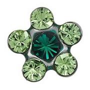 Piercing - Kolczyki stokrotka z zielonymi kryształami swarovskiego srebrne system 75 7512 6085 - miniaturka - grafika 1