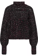 Swetry damskie - blonda Damski sweter z dzianiny 12419549-BL01, czarno-różowy, XL/XXL, czarny różowy, XL-XXL - miniaturka - grafika 1