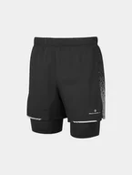 Spodnie sportowe męskie - RONHILL Spodenki do biegania męskie TECH REFLECT 5" TWIN SHORT black/reflect - miniaturka - grafika 1
