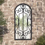 Pozostałe ozdoby ogrodowe - vidaXL Lustro ogrodowe, czarne, 100x45 cm, żelazna rama - miniaturka - grafika 1