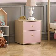 Komody dla dzieci - Junior Vida Neptune 2 stolik nocny komoda sypialnia przechowywanie meble dla dzieci, różowy i dąb, wys. 76 x szer. 64,5 x gł. 40 cm w przybliżeniu - miniaturka - grafika 1