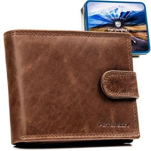 Portfel ze skóry naturalnej męski na prezent skórzany z ochroną RFID brązowy - Portfele Portfel ze skóry naturalnej męski na prezent skórzany z ochroną RFID brązowy - Portfele - miniaturka - grafika 1