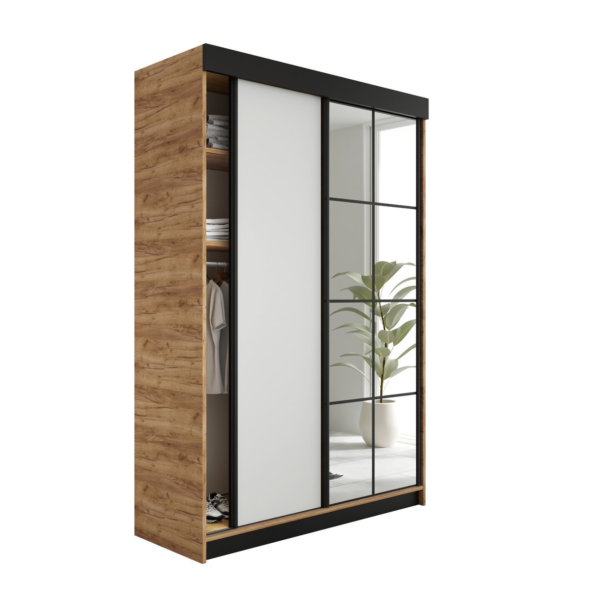 SZAFA PRZESUWNA FARO - 138x205x59 - Dąb Craft Złoty i Biały