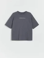 Koszulki dla chłopców - Reserved - Bawełniany t-shirt oversize - ciemnoszary - miniaturka - grafika 1