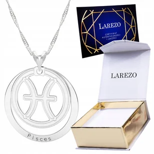 Naszyjnik Srebrny Łańcuszek 925 ze Znakiem Zodiaku Ryby Kółko Zodiak Pisces - Łańcuszki - miniaturka - grafika 1