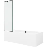 Wanny - Mexen Cube wanna prostokątna 180 x 80 cm z obudową i parawanem 1-skrzydłowym 60 cm, czarny wzór - miniaturka - grafika 1