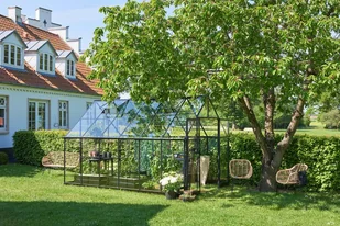HALLS szklarnia ogrodowa Qube+ 812 - (9,9 m2; 2,61 x 3,85 m), czarna + baza, SZKŁO HARTOWANE - Szklarnie ogrodowe - miniaturka - grafika 5