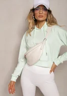 Bluzy damskie - Miętowa Bluza z Kapturem i Bawełną Ozdobiona Ściągaczami Evianae - miniaturka - grafika 1