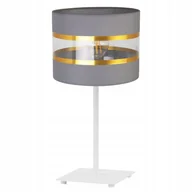 Lampy stojące - Lampa nocna stołowa Elegance Gold Gia modern 1xE27 20cm klosz walec biało/szary Light Home LH - miniaturka - grafika 1