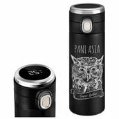 Kubki termiczne - Kubek termiczny termos czarny z wyświetlaczem LED i grawerem dla - miniaturka - grafika 1