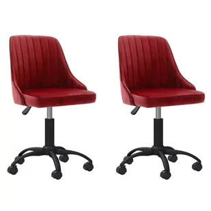 vidaXL Obrotowe krzesła stołowe 2 szt. winna czerwień aksamitne 330761 - Krzesła - miniaturka - grafika 1