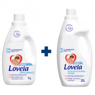 Lovela Płyn do płukania + Odplamiacz w żelu do ubranek niemowlęcych i dziecięcych Zestaw 2 l + 1 l - Środki do prania - miniaturka - grafika 1