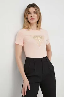 Guess t-shirt damski kolor pomarańczowy - Koszulki sportowe damskie - miniaturka - grafika 1