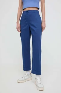 Patrizia Pepe spodnie damskie kolor niebieski proste high waist - Spodnie damskie - miniaturka - grafika 1