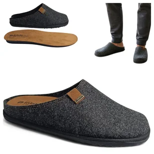 Męskie Kapcie Domowe Ciepłe Klapki Filcowe Wygodne Inblu Szare Laczki 41 - Kapcie męskie - miniaturka - grafika 1