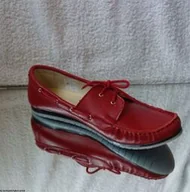 Mokasyny damskie - BnW Czerwone Mokasyny ze skóry licowej 39 - miniaturka - grafika 1