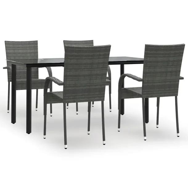 Zestaw Mebli Ogrodowych Rattan PE i Stal, Stół 160x80x74cm, Krzesła 55,5