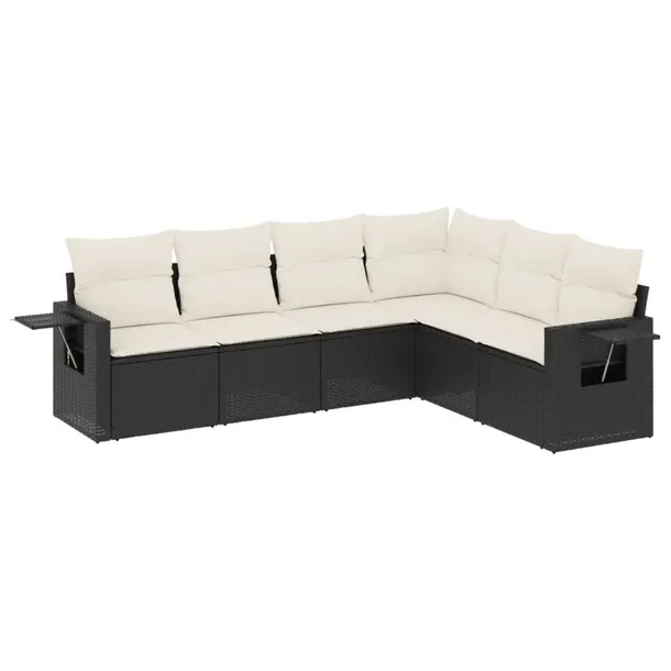 Modułowy zestaw mebli ogrodowych z poduszkami czarny rattan PE 62x62x69 cm